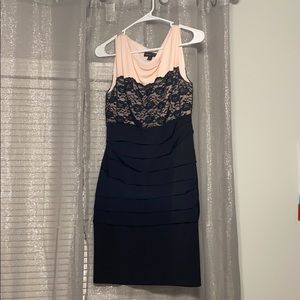 Pink and black lace dress